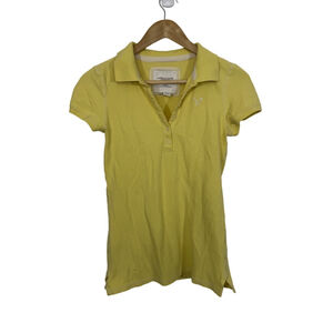 American Eagle The Eagle Short Sleeve Polo Shirt Yellow Medium Women Polo